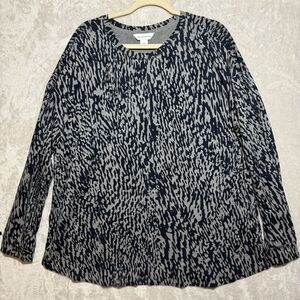 Liz Claiborne Women's XXL Long sleeve top Navy and Grey Stretch Animal Print NWT